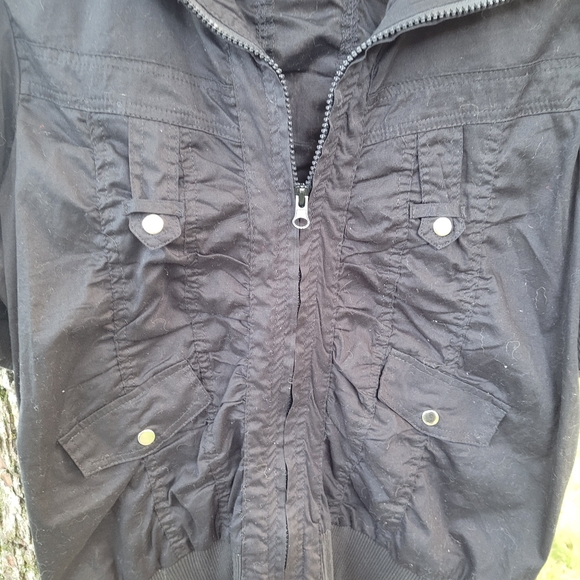Jacket shorts sleeve black sz. 1X stretch, ruched - Picture 3 of 5